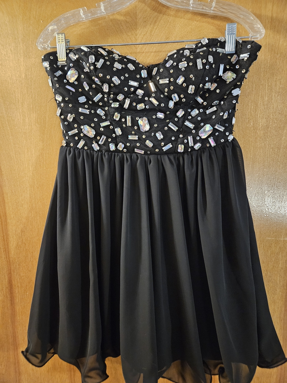 Black Beaded Strapless Girls' Party Dress